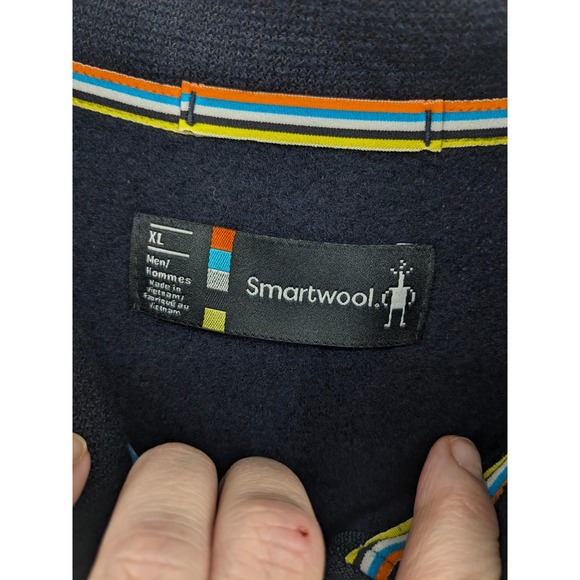 Smartwool Hudson Trail Fleece Vest Mens XL Navy Blue Merino Wool Blend Full Zip - Picture 6 of 10